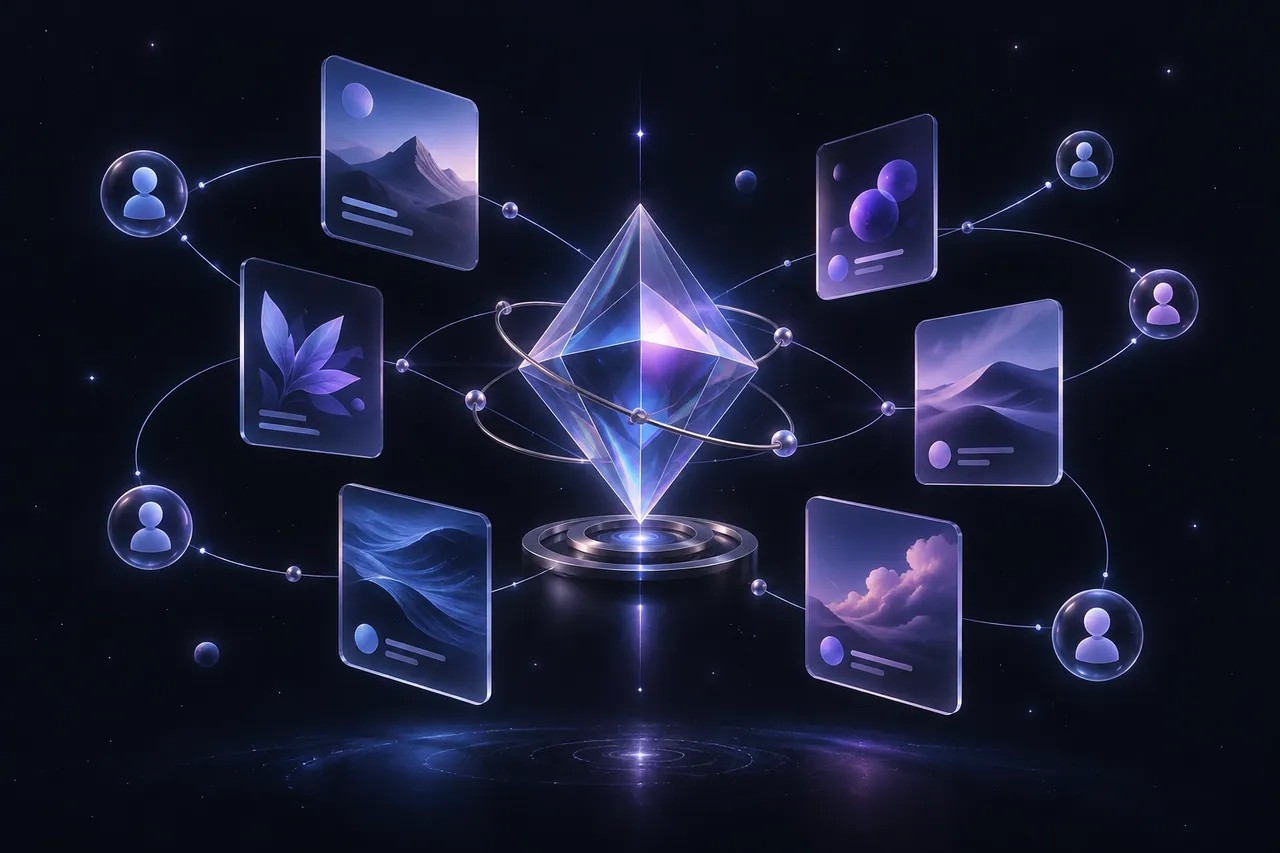 Conceptual online marketing signals connected across a campaign